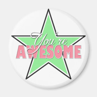 You're AWESOME - Green & Pink Star Magnets