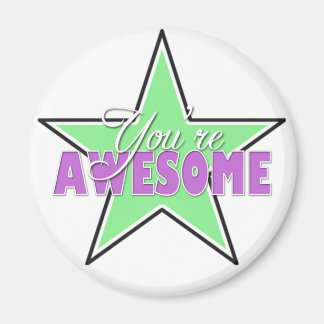 You're AWESOME - Green & Purple Star Magnets