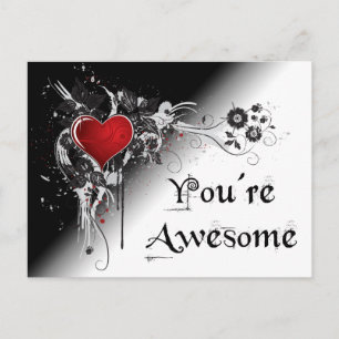 You're Awesome Grunge Style Valentine Postcard