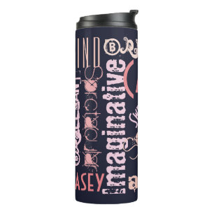 You're Awesome Personalized Names Words Navy Pink Thermal Tumbler