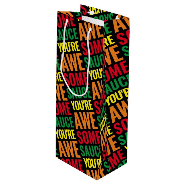 You're Awesomesauce! World Compliment Day Wine Gift Bag (Front Angled)