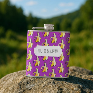 You're Bananas! Peeled Yellow Banana Pattern Hip Flask