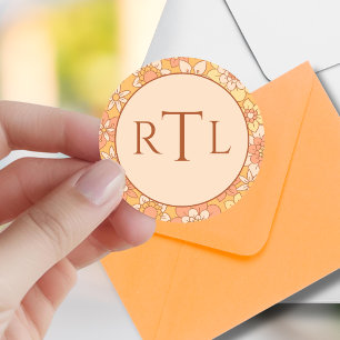 You're Beautiful '60s Vintage Pink and Orange  Classic Round Sticker