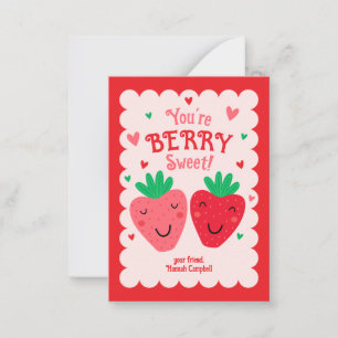 You're Berry Sweet Strawberry Kids Valentine Card