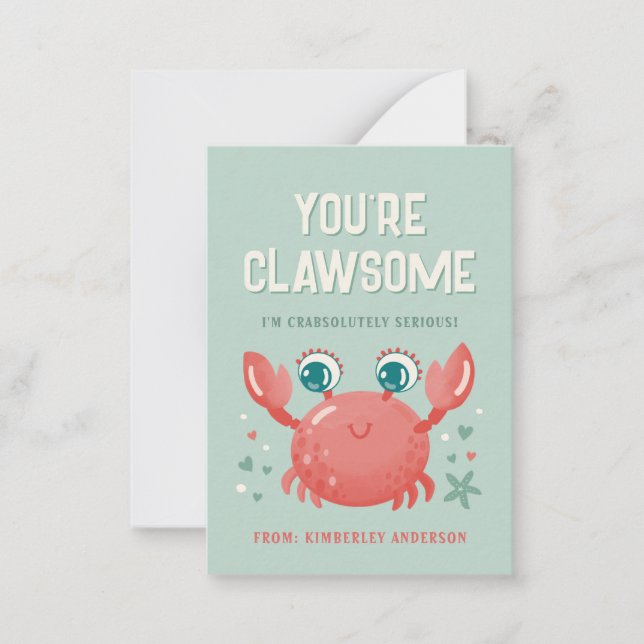 You're Clawsome Classroom Valentine's Day Card (Front)