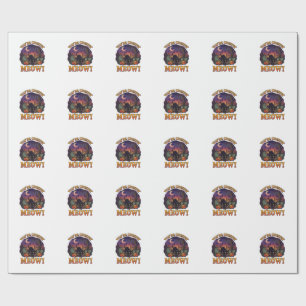 Youre Creepin Meow Halloween Black Cat Pumpkins Gr Wrapping Paper
