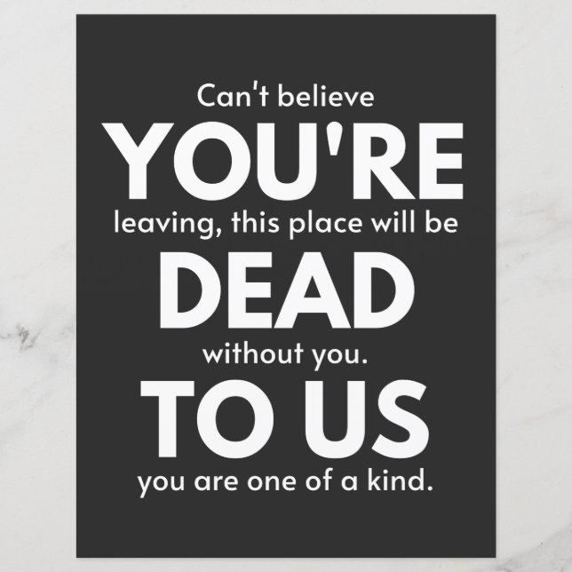 You're Dead To Us, Coworker Going Away, Funny (Front)