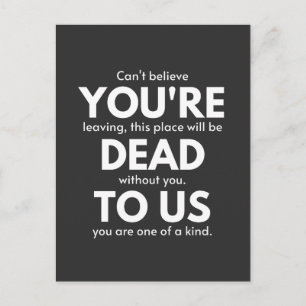 You're Dead To Us, Coworker Going Away, Funny Postcard
