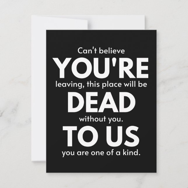 You're Dead To Us, Coworker Going Away, Funny Save The Date (Front)