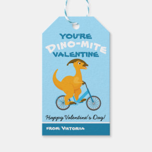 You're Dino-mite! School kids Valentine dinosaur Gift Tags