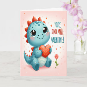 Youre Dinomite Valentine Cute Dinosaur Love Card