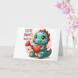 Youre Dinomite Valentine Cute Dinosaur Love Card