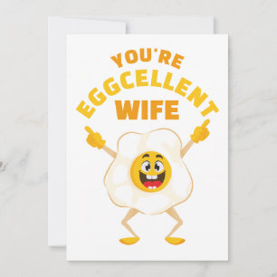 You're Eggcellent Wife Anniversary Cute Fun Egg  Holiday Card