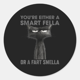 You're Either A Smart Fella Or A Fart Smella Funny Classic Round Sticker