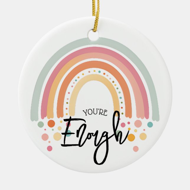 you're enough positive affirmation gift ceramic tree decoration (Front)