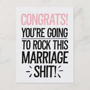 You're Going To Rock This Marriage Funny Wedding Postcard