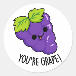 You're Grape Funny Fruit Pun Classic Round Sticker