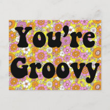 You're Groovy Vintage Inspired Postcard Retro