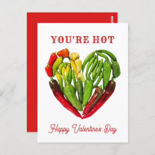 You're Hot Chilli Peppers Heart Valentine's Postcard