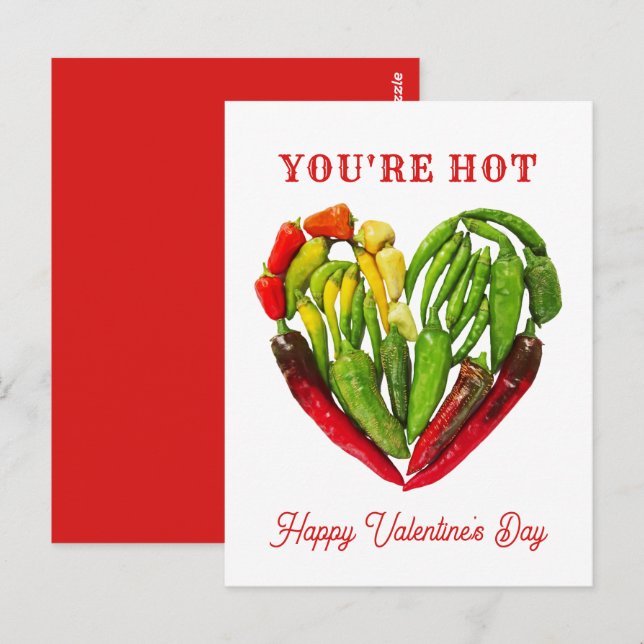 You're Hot Chilli Peppers Heart Valentine's Postcard (Front/Back)