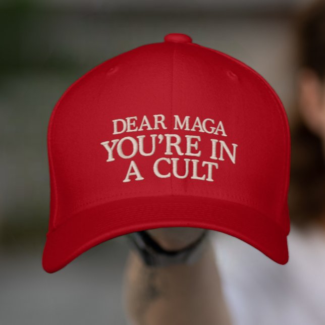 You're In A Cult Red Embroidered Baseball Cap Hat (Creator Uploaded)