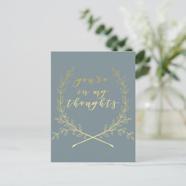 You're in my thoughts - Gold brush script Postcard (Standing Front)