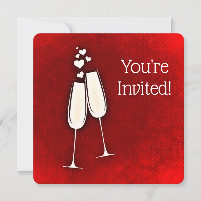 You're Invited 50Th Anniversary Champagne Hearts  Invitation (Front)