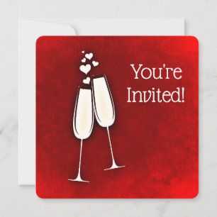 You're Invited 50Th Anniversary Champagne Hearts Invitation