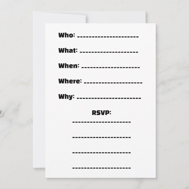 "You're Invited. Are You Comin' or Not?" Invitation (Back)