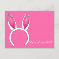 You're Invited Baby Shower Little Bunny Pink Ears