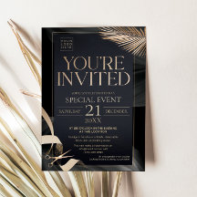 You're Invited Black Gold Ribbon Cutting Corporate