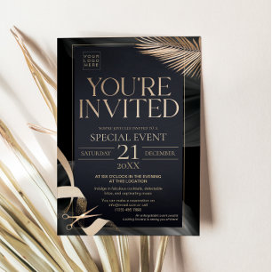 You're Invited Black Gold Ribbon Cutting Corporate Invitation