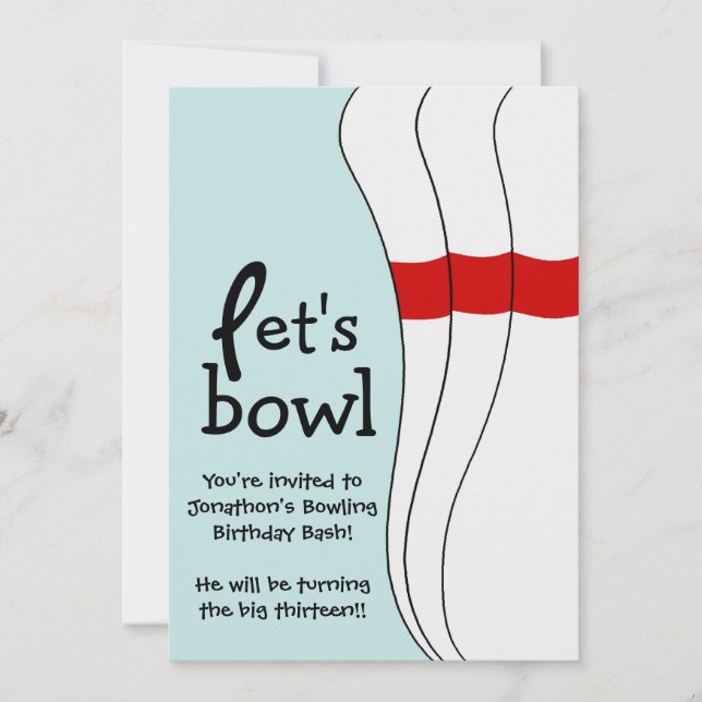 You're Invited Bowling Bash Birthday Party Invite (Front)