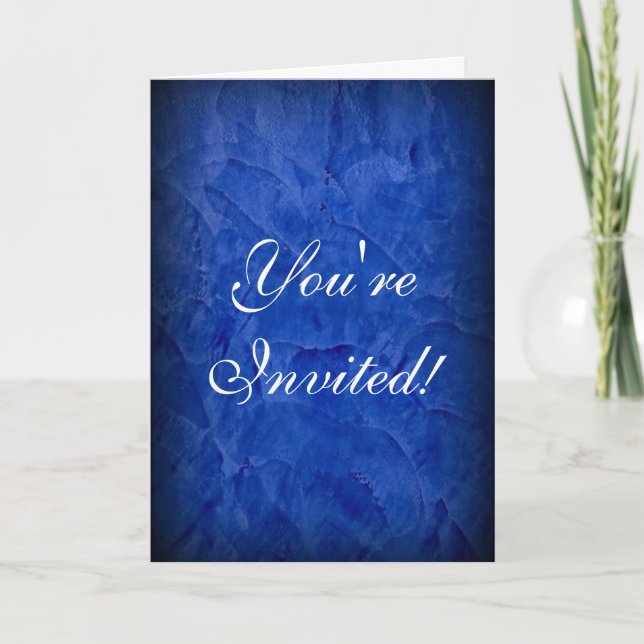 You're Invited! Dramatic Blue Stucco Invitation (Front)