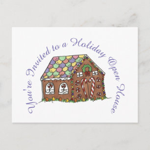 You're Invited Holiday Gingerbread Open House Postcard