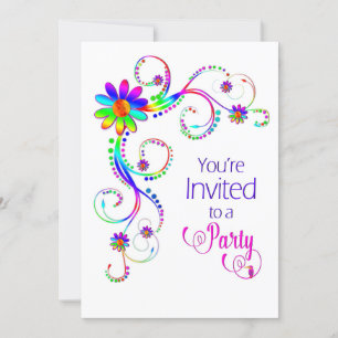 You're Invited Invitation, Fun Floral, Colourful Invitation