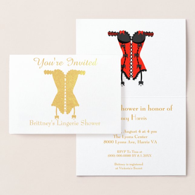 You're Invited Lingerie Bridal Shower Foil Card (Display)