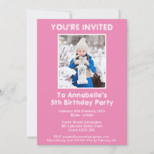 You're Invited Name And Photo Pink Birthday Party Invitation
