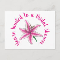 You're Invited Pink Lily Flower Bridal Shower