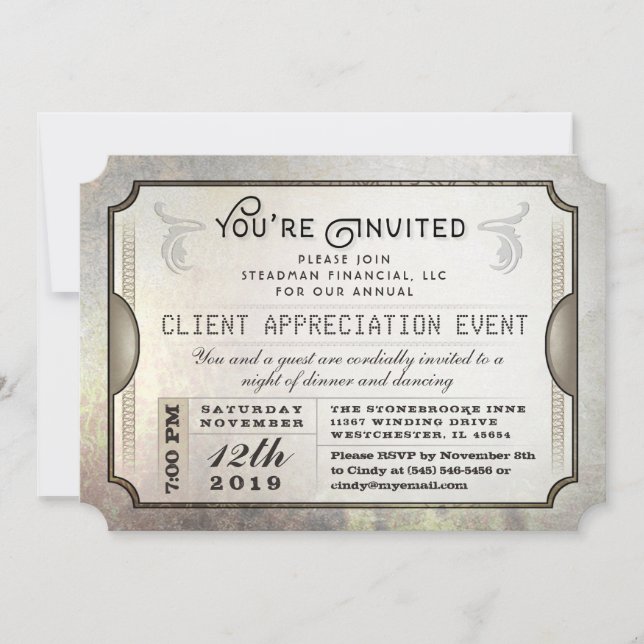You're Invited Sophisticate Ticket Corporate Event Invitation (Front)