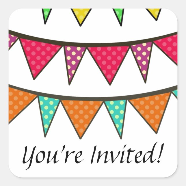 You're Invited Square Sticker (Front)