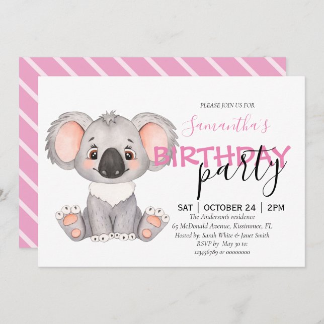 You're Invited to a Koala-tastic 1st Invitation (Front/Back)