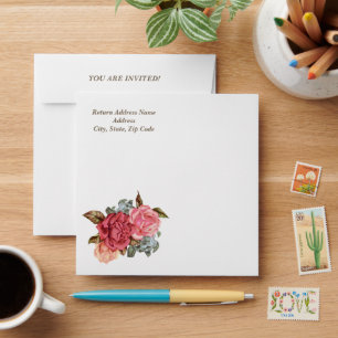 You're Invited. Vintage Flower Painting Envelope