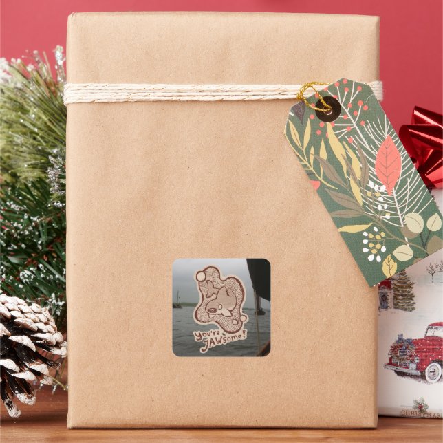 You're jawsome shark square sticker (Holiday)