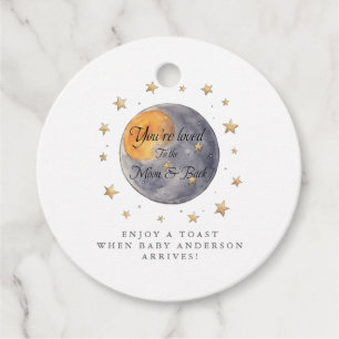 You're loved To the Moon Stars Baby Shower Favour Tags
