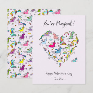 You're Magical, Cute Unicorn Kids Valentine's Day  Card