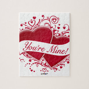 You're Mine! Red Hearts Jigsaw Puzzle