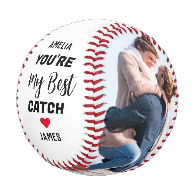 You're My Best Catch Couples 2 Photo & Script Nams Baseball (Angled)