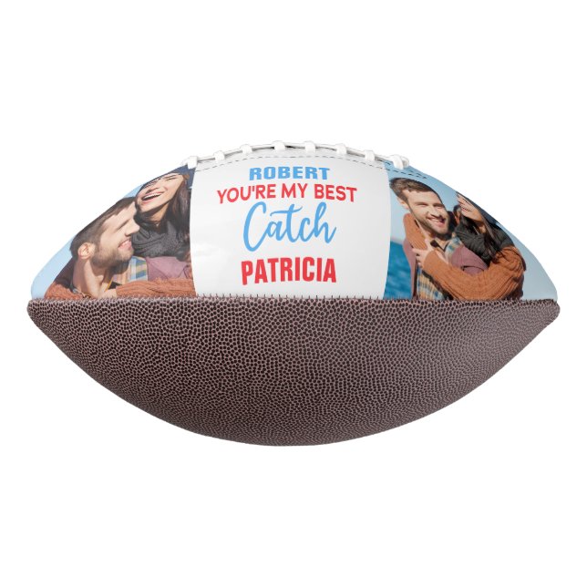 You're My Best Catch Custom 2 Photo Couple Names Football (Rotated 270)