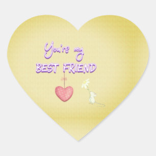 You're My Best Friend Heart Mouse Flower     Sticker